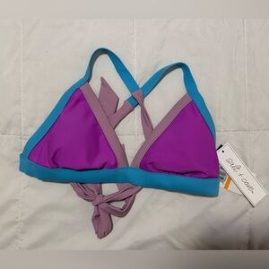 Salt + Cove Purple and Teal Triangle Bikini Top